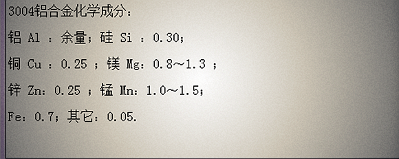 3004铝合金化学成分表